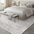 Gray Area Rug 7x9 Machine Washable Vintage Living Room Distressed Non Slip - Image 6