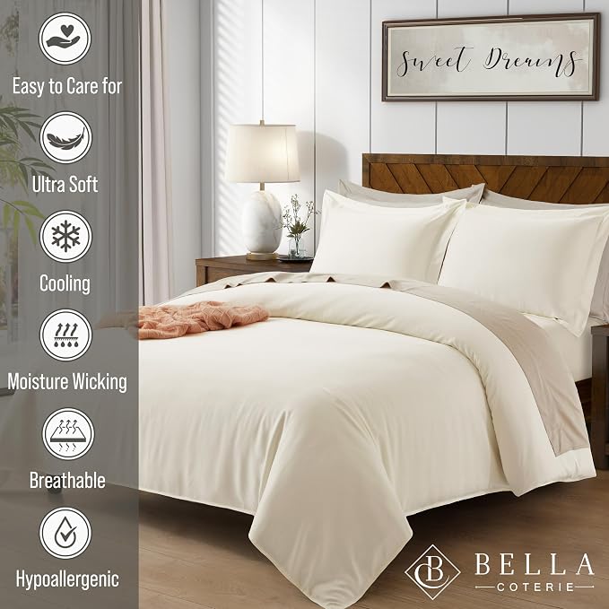 Bella Coterie Luxury Bamboo Viscose California King Size Duvet Cover Set | 100% - Image 2