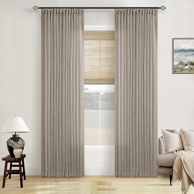 Burlywood Birch Pinch Pleated Linen Curtains 2 Panels - Image 7