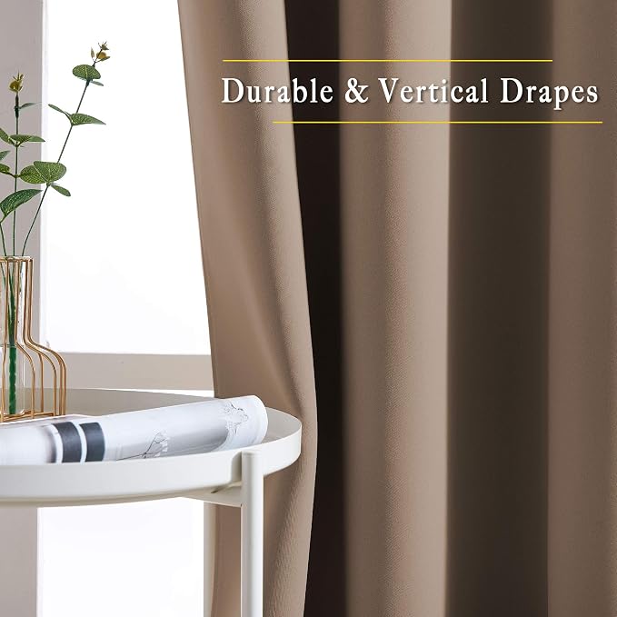 NICETOWN Cappuccino Blackout Bedroom Curtains 96 inches Long, Grommet Thermal - Image 5
