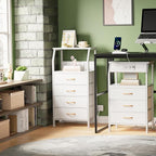 Furnulem Night Stand with Charging Station, 28.3 Inch Tall Bedside Table with - Image 5