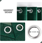 Joydeco Dark Green Velvet Curtains 96 Inches Long, Luxury Grommet Blackout - Image 2
