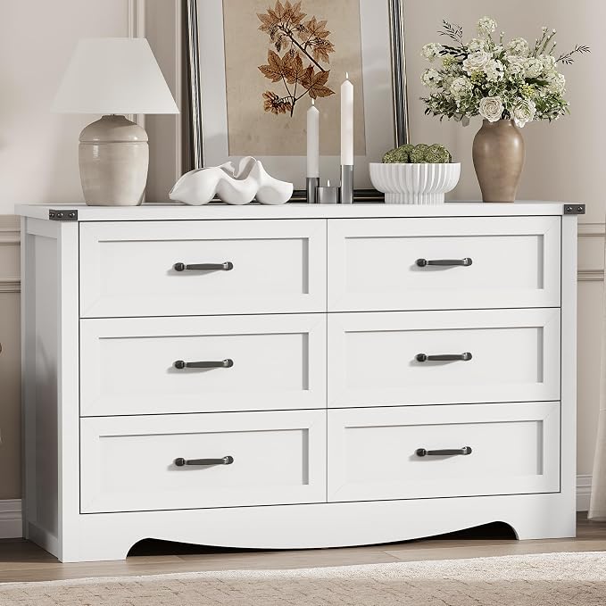 Dresser for Bedroom with 6 Drawers, Modern Dresser TV Stand, Wooden Closet - Image 8