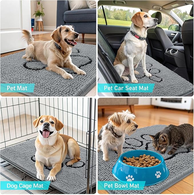 OLANLY Dog Door Mat for Muddy Paws 35x24, Paw Print Design, Absorbs Moisture - Image 7