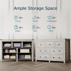 Dresser for Bedroom with 7 Drawers, Farmhouse Wood Chest of Drawers, Wide TV - Image 4