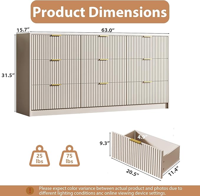 3-Piece Dresser Bedroom Set, 9 Drawer Dresser & 2 Drawer Nightstands - Image 3