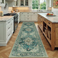 Area Rugs 2'x7' Washable Non-Slip, Floral Vintage Distress Print Pattern by RELEANY