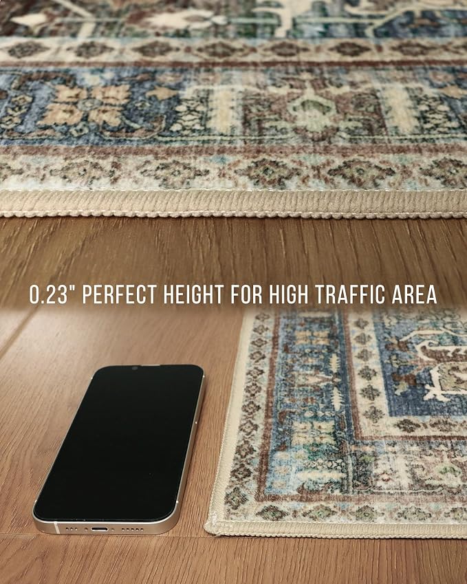 GENIMO 6X9 Area Rugs for Living Room, Machine Washable Vintage Floor Cover - Image 4