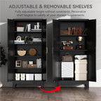 Farmhouse Pantry Cabinet with Barn Doors, 5-Tier Metal Storage Cabinet with 4 - Image 7