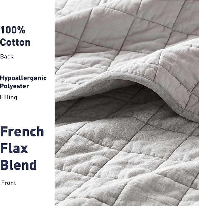 Hyde Lane Luxury Linen Quilt Set Queen Size, Organic European Flax Cotton Blend - Image 6