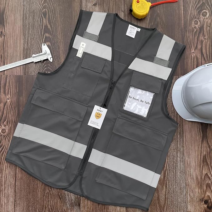 TCCFCCT Safety Vest for Men Women 5 Pockets Reflective Vest - Image 5