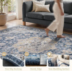 PADOOR 6X9 Area Rug, Rugs for Living Room, Soft Blue Rugs for Bedroom, Machine - Image 3