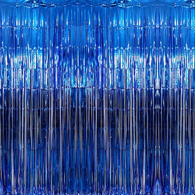 GOER 3.2 ft x 9.8 ft Metallic Tinsel Foil Fringe Curtains Party Photo Backdrop by GOER