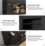 70” Large Long Buffet Sideboard Cabinet w/4 Drawer, Farmhouse Buffet Storage - Image 5