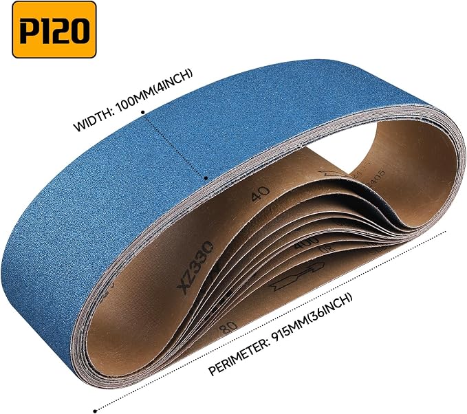 10-Piece 4 x 36 Inch 120 Grit Zirconia Sanding Belts, Heavy Duty Long-lasting - Image 2
