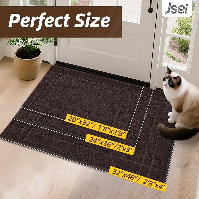 JSEI Entryway Rugs Doormat 20"x32", Non-Slip Dirt Trapper Door Mats Indoor - Image 2