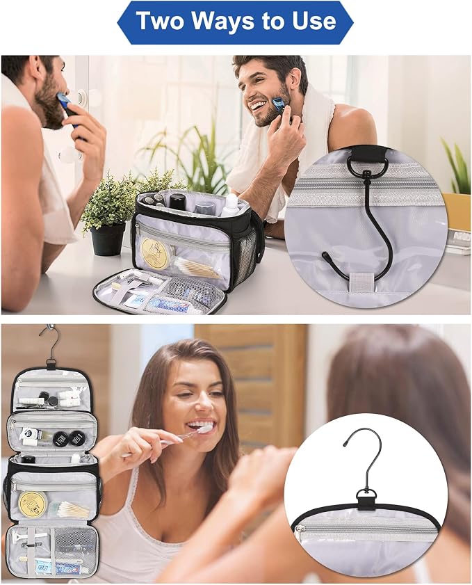 Relavel Toiletry Bag for Men, Hanging Toiletries Bag for Women Water Resistant - Image 2