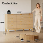 57" Wide Dresser for Bedroom, 12-Drawer Fluted Dresser - Image 2