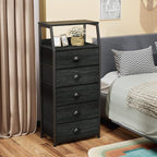 Furnulem Black Dresser with 5 Drawers, Vertical Storage Tower Fabric Dresser - Image 6