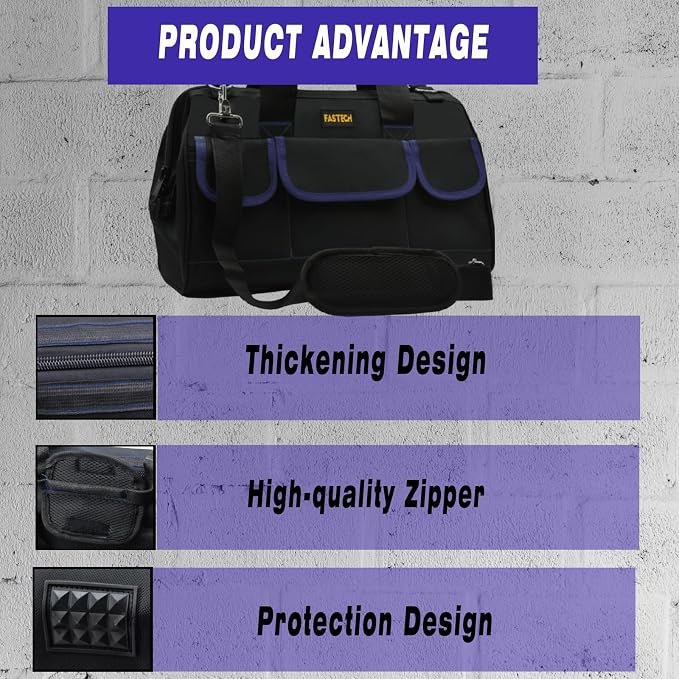 18 Inch Tool Bag, Waterproof Wide Mouth Tool Kit, Heavy Duty Tool Bag Organizer - Image 4