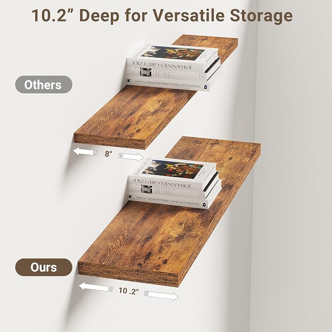 Vivelove 10 Inch Deep Floating Shelves 30 inch Long, 30 x 10 Wide Wall Shelves - Image 4