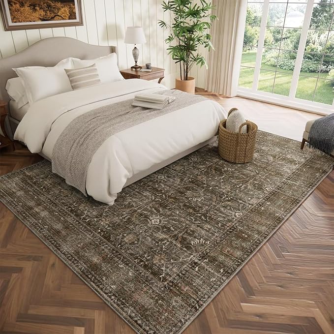 Washable 5x7 Area Rugs for Living Room, Boho Non-Slip Vintage Distress Rugs for - Image 2