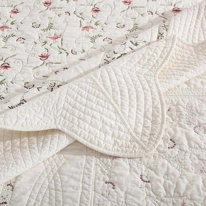MarCielo 3-Piece 100% Cotton Oversized Bedspread Lightweight Quilt Coverlet - Image 5
