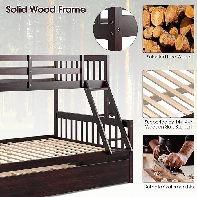 KOMFOTT Wood Twin Over Full Bunk Bed - Image 6