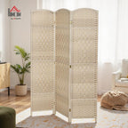 HOMCOM 3 Panel Room Divider, Hand-Woven Freestanding Wall Partition - Image 2