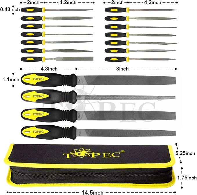 Topec 26Pcs File Set, Round and Flat File Kits are Made of High Carbon-Steel - Image 4