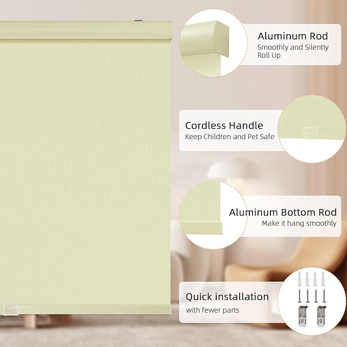 ChrisDowa Cordless Blackout Roller Shades - Image 4