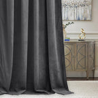 RYB HOME Grey Velvet Curtains 102 inches, Back Tab Soft Fabric Room Darkening - Image 6
