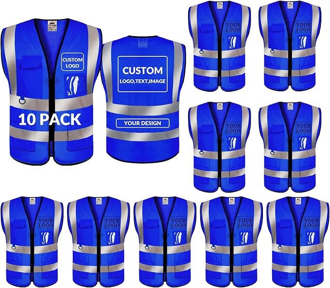 BeautyWill Custom Safety Vest Logo Class 2 High Visibility Reflevtive Vest by BeautyWill