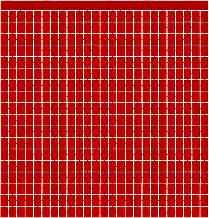 GOER Red Party Backdrop Metallic Tinsel Foil Fringe Curtains Photo Booth Props by GOER