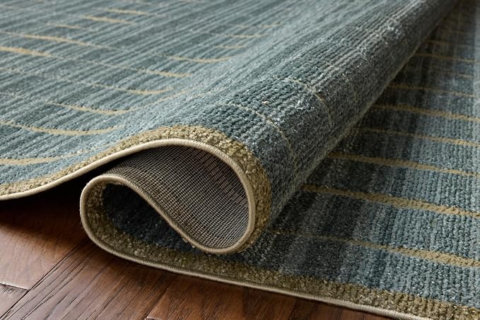 Loloi Chris Loves Julia Calvin Collection CLV-02 Ocean/Olive 5'-3" x 5'-3" - Image 4