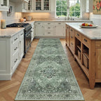 Area Rugs 2'x7' Washable Non-Slip, Floral Vintage Distress Print Pattern by RELEANY