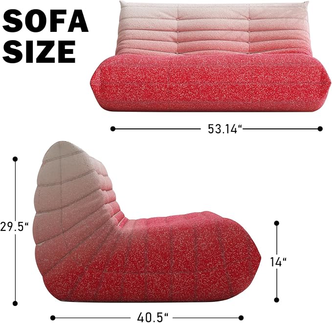 Bean Bag Chair, Loveseat Fireside Chair Bean Bag Sofa Large Bean Bag Chair - Image 2