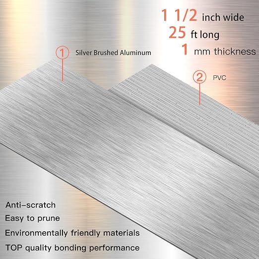 GSCIT Club Silver Edge Banding, 1 1/2 Inch x 25ft Aluminum Brushed Edge Banding - Image 2