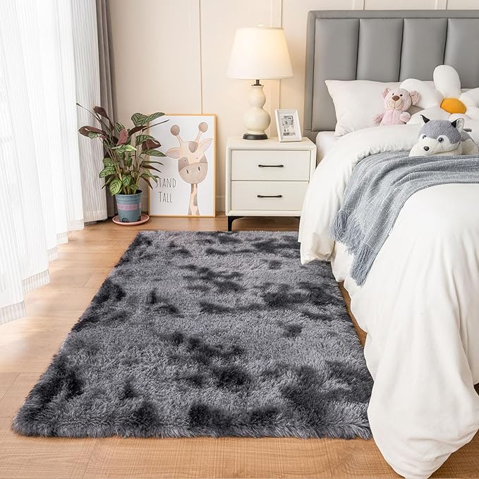 duduta Grey Plush Area Rugs for Bedroom 5x8 ft, Fluffy Carpet for Living Room - Image 7