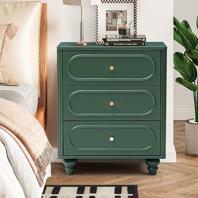 3 Drawer Fluted Dresser for Bedroom, Mid Century Modern Chest of Drawers - Image 5