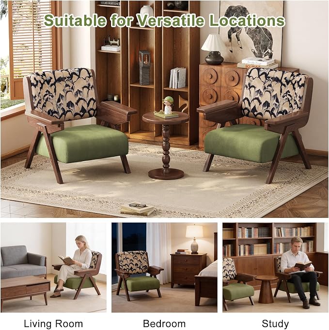 Accent Chair Mid Century Modern Chair, Velvet Upholstered Lounge Arm Chair - Image 6