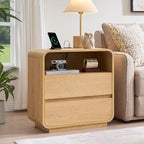 Modern Curved Night Stand, 2 Storage Drawers Side Table, Large End Table by StandifurnoFurniture