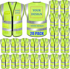 BeautyWill Custom Logo 10/20 Pack Safety Vest Class2 High Visibility Vest by BeautyWill
