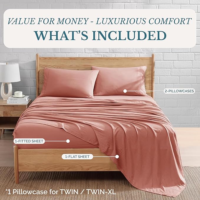 Casa Platino Bedding Sheets & Pillowcases, Pre-Washed Ultra Soft & Breathable - Image 4