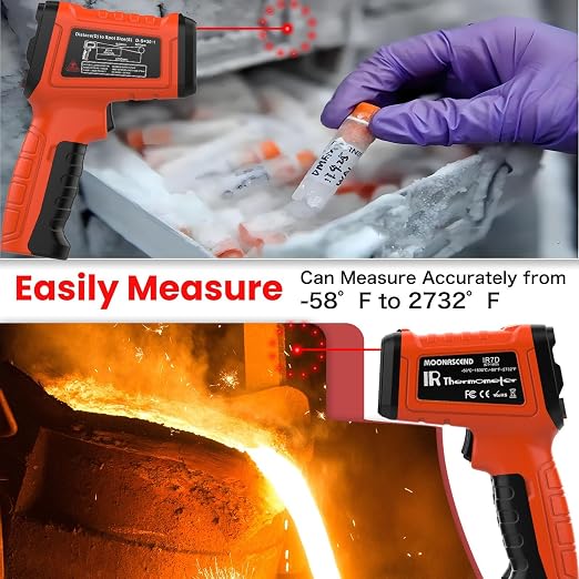 50:1 Infrared Thermometer Gun, -58°F to 2732°F Non-Contact Laser Temperature Gun - Image 5