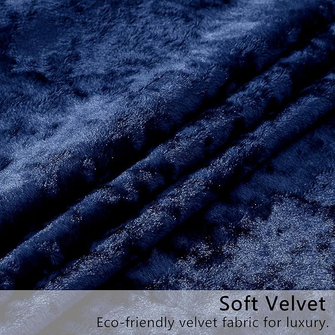 SMILETIME Navy Blue Crushed Velvet Curtains 52x90 inch Luxurious Thermal - Image 6