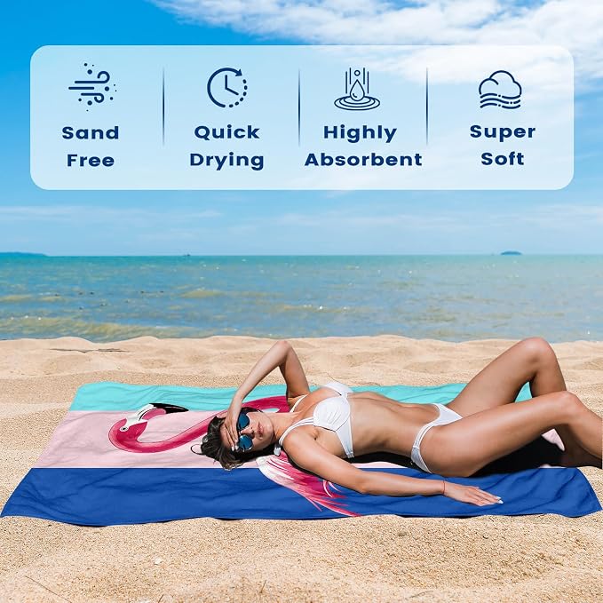 2 Pack Microfiber Beach Towel Oversized 71"x32" Sand Free Quick Dry Absorbent - Image 4