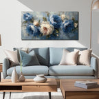 JuhaiArt Peony Floral Wall Art Bedroom Blue Wall Decor White Wall Picture - Image 5