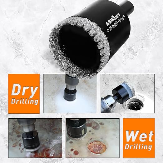 ASNOMY 10PCS Diamond Hole Saw Set, 1/4"-2" Inch Serrated Brazing Tile Hole Saw - Image 7