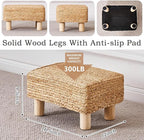 Wimarsbon Natural Seagrass Footstool Ottoman Rectangular Footrest Pouf Ottomans - Image 3